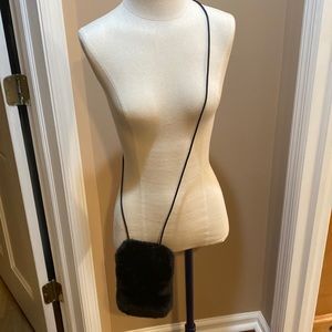 Black faux fur crossbody bag